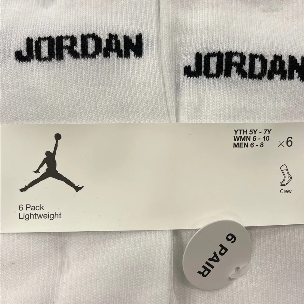 Jordan White Crew Socks 6-Pack JORDAN JUMPMAN CREW Socks  6PK
